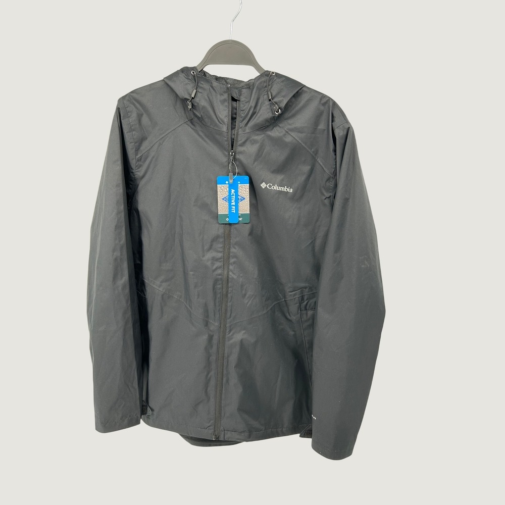 Columbia Omni-Tech Rain Jacket Womens Black Hooded Waterproof Windbreaker XK2423